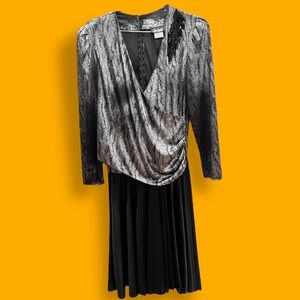 1980’s Skirted Metallic Dress with Shoulder Pads
